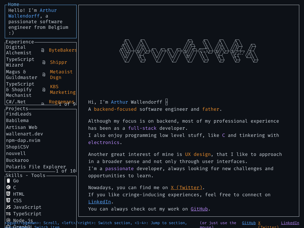 Arthur's Personal Portfolio Website